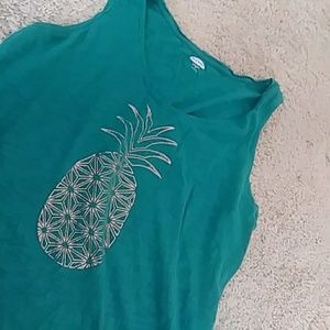 Old Navy Green Tank w/Gold Pineapple